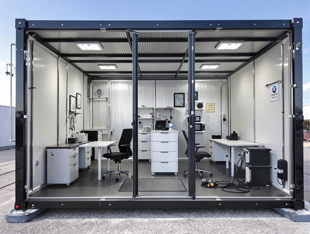 Prefabricated portable office cabin for industrial and commercial use