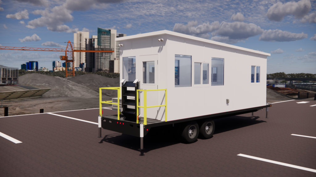 Portable site office for construction projects with a functional workspace